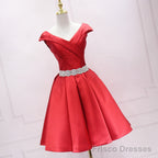 Green Satin Sweetheart Beaded Waist Short Homecoming Dress, Simple Short Prom Dress