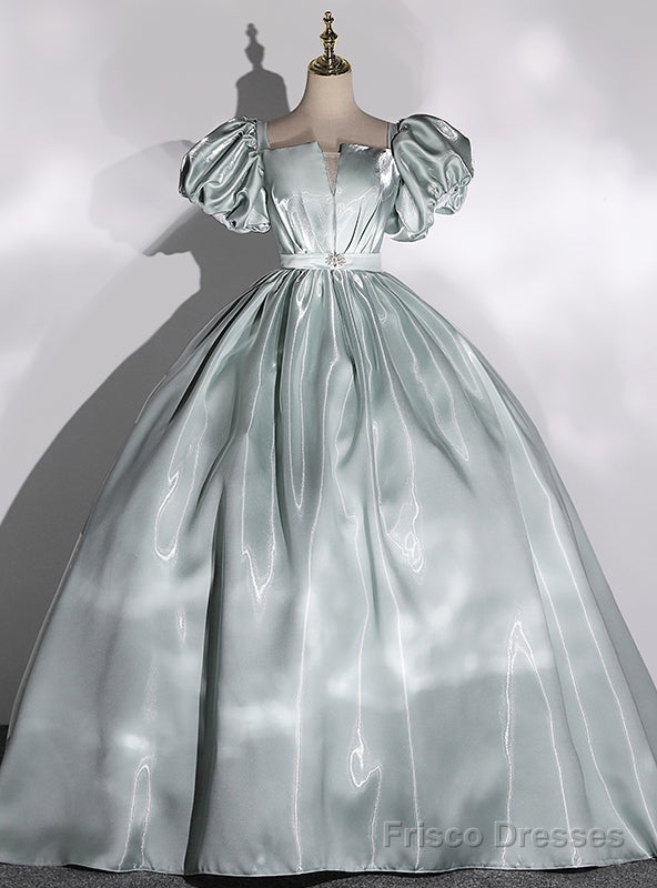 Green Square Puff Sleeve Square Quinceanera Dress Main image