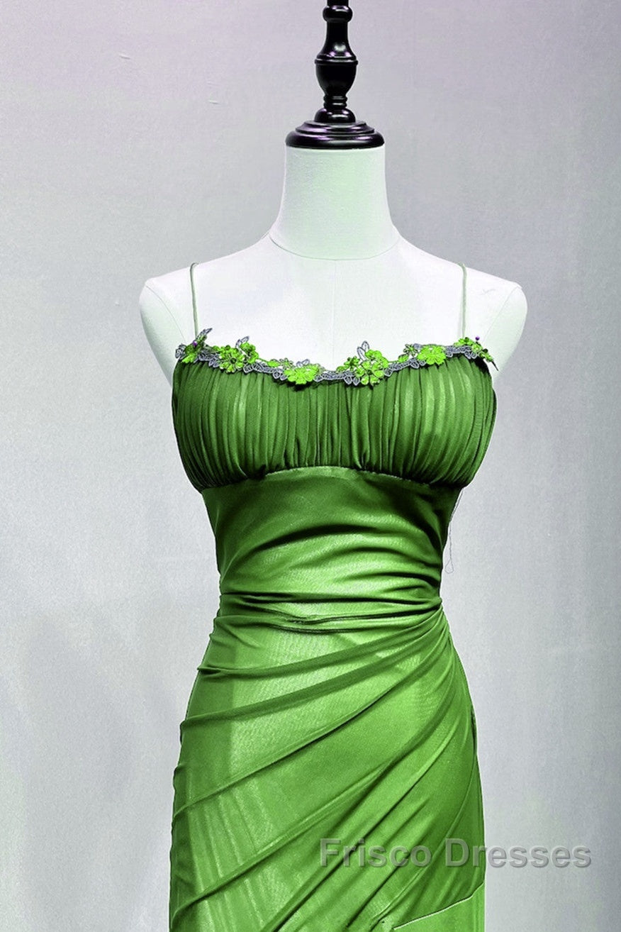 Green Straps Lace-Up Formal Dress Evening Dress, Green Spandex Formal Prom Dress Secondary image