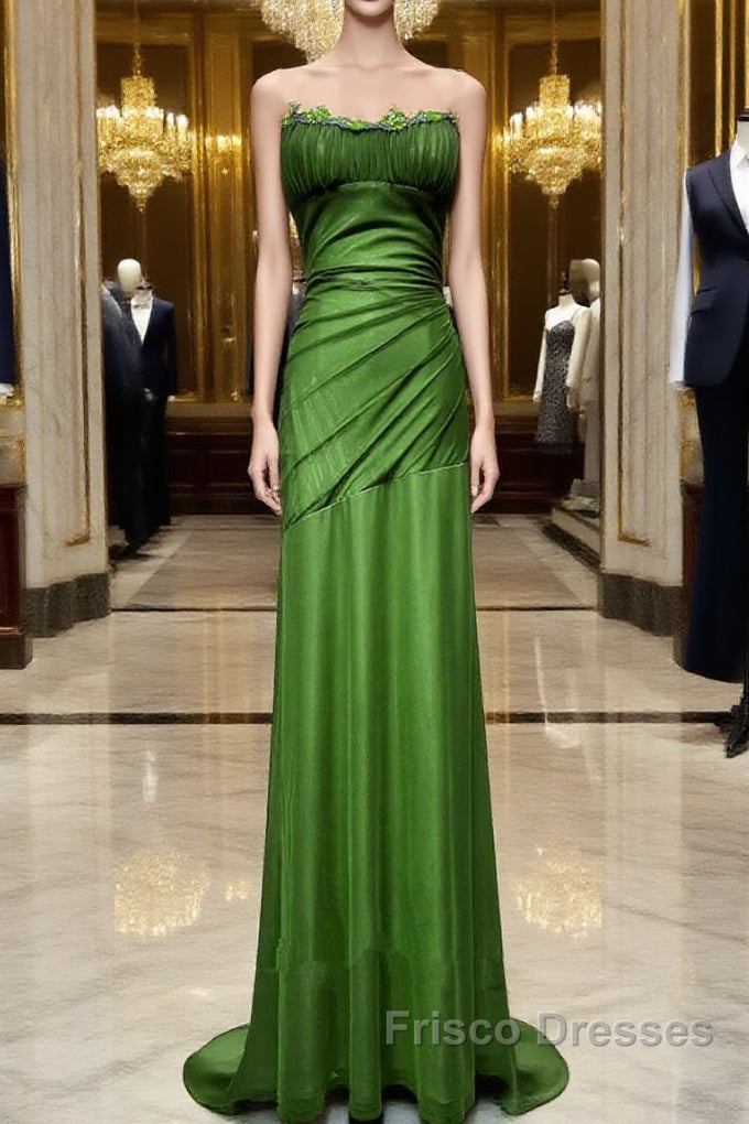 Green Straps Lace-Up Formal Dress Evening Dress, Green Spandex Formal Prom Dress Main image