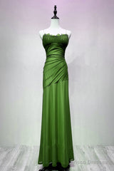 Green Straps Lace-Up Formal Dress Evening Dress, Green Spandex Prom Dress