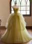 Green Sweetheart Straps Tulle Long Party Dress Formal Prom Dress A Line December Wedding Guest Dress