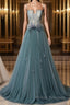 Green sweetheart tulle lace long Formal Prom Dresses green formal Dresses