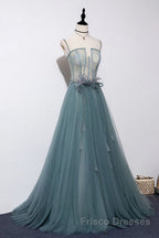 Green sweetheart tulle lace long Formal Prom Dresses green formal Dresses