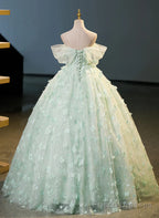 Green Tulle and Lace Long Formal Dress, Green Party Dress Prom Dress