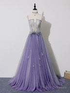 Green Tulle Lace Long Prom Dress, Green Tulle Long Formal Graduation Dress