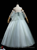 Green Tulle Lace Long Prom Dress, Lace Evening Dress