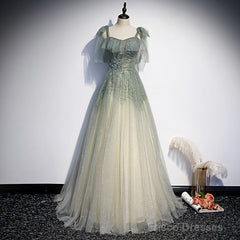 Green Tulle Long Prom Dress Evening Dress Evening Dress