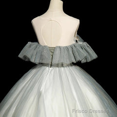 Green Tulle Off Shoulder Ball Gown Beaded Sweet 16 Dress, Green Tulle Formal Dress
