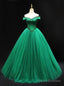 Green Tulle Off the Shoulder Beading Prom Dress