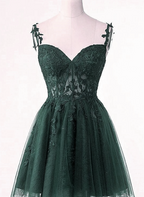 Green Tulle Short Party Dress Homecoming Dress, Green Tulle With Lace Prom Dress