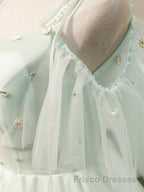 Green tulle short Formal Prom Dresses, green tulle homecoming Dresses