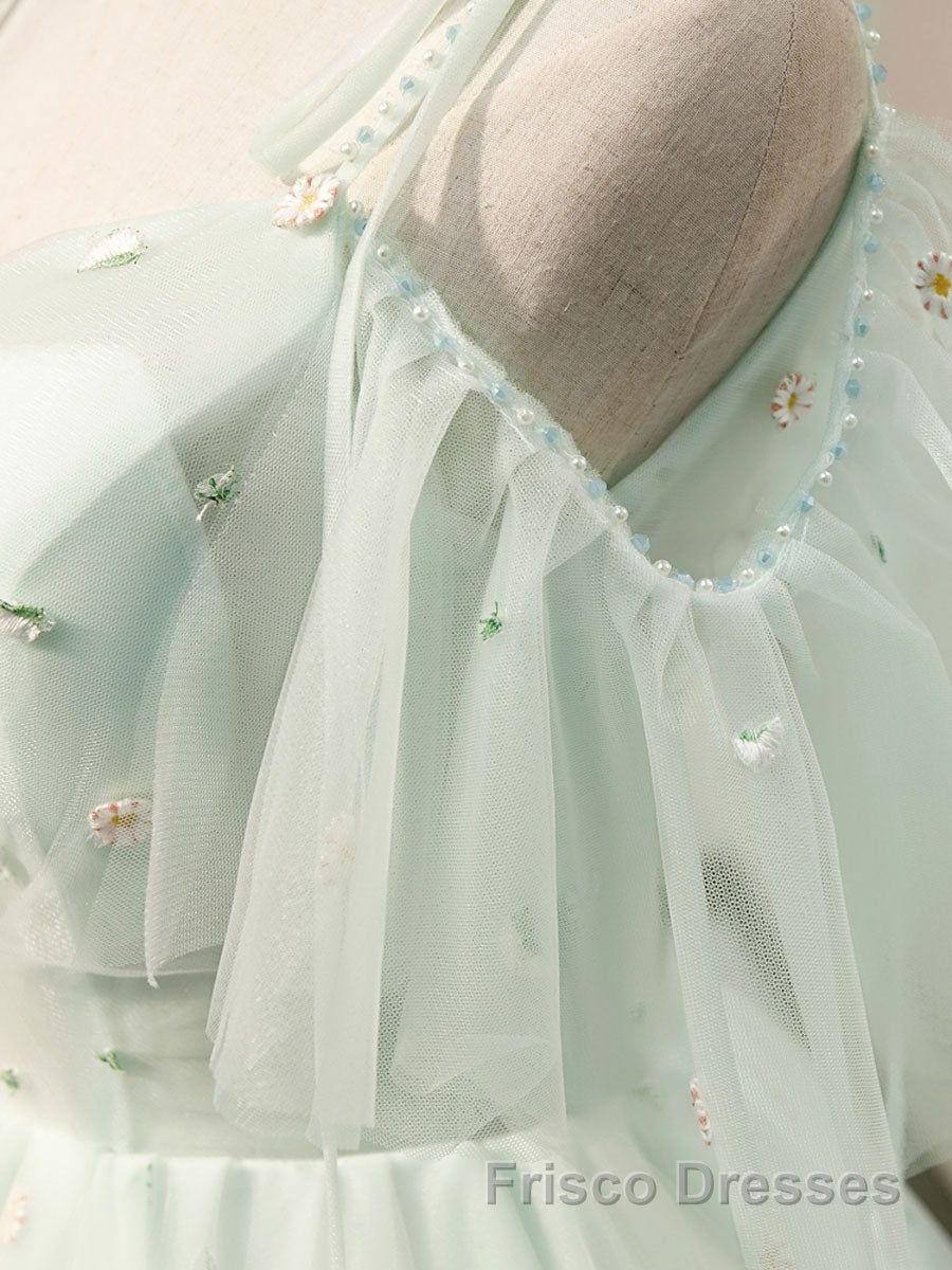 Green tulle short Formal Prom Dresses, green tulle homecoming Dresses