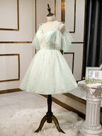 Green tulle short Formal Prom Dresses, green tulle homecoming Dresses