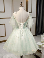 Green tulle short Formal Prom Dresses, green tulle homecoming Dresses