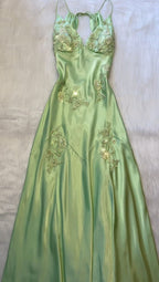 Green V Neck Long Prom Dress