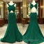 Green V Neck Mermaid Long Formal Prom Dress, Green Evening Dress For Teens