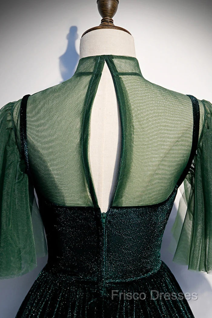 Green Velvet Long A-Line Formal Prom Dress Formal Dress