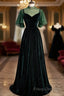 Green Velvet Long A-Line Formal Prom Dress Formal Dress