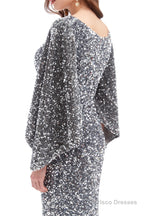 V-Neck Sequins Mermaid Prom Dresses with Sleeves