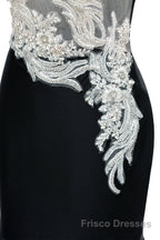 Portrait Trumpet Sweep Train Sleeveless Beading Evening Dresses