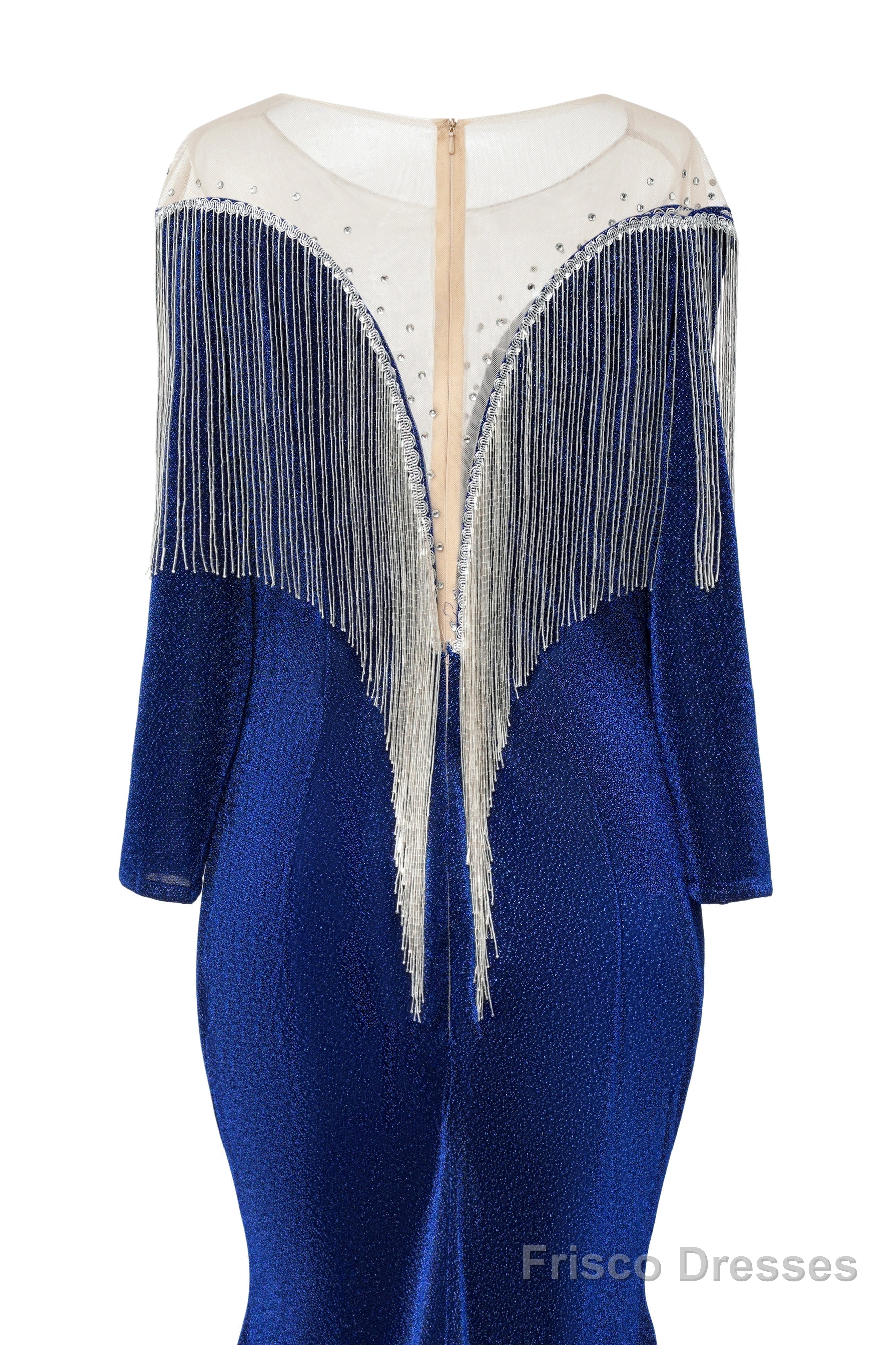 Deep V-neck Shiny Burgundy Prom Dresses Long sleeves Mermaid Evening Party Dresses