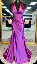 Halter Mermaid Long Formal Prom Dress With Open Back