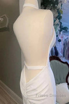 Halter Open Back Mermaid Long Wedding Dress