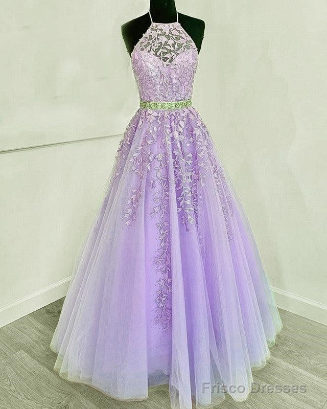 Halter Prom Dresses Tulle Ball Gown Appliques Main image