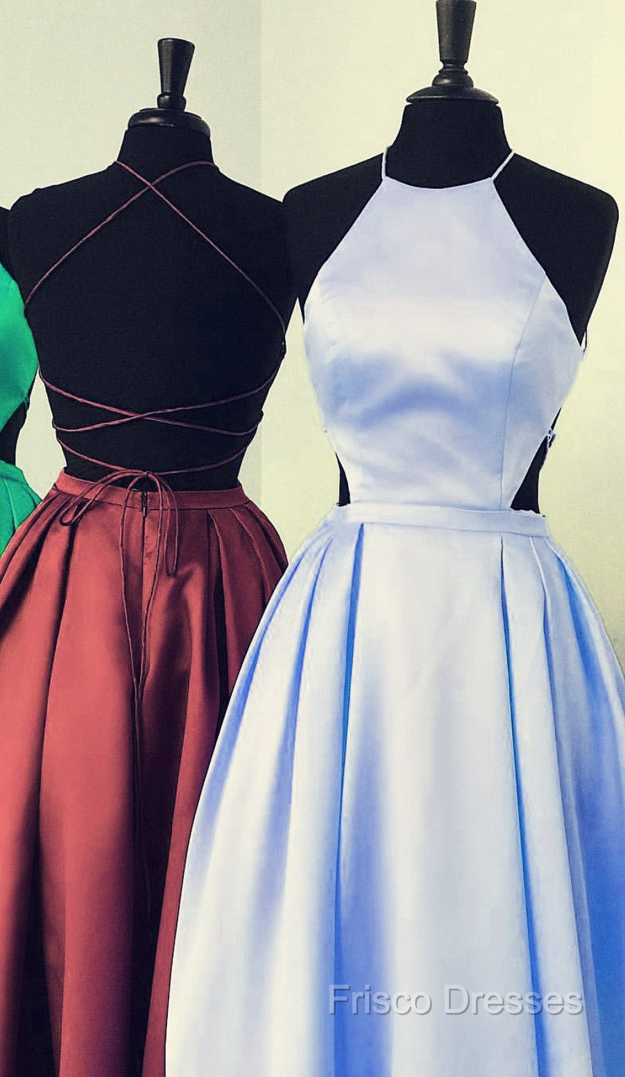 Halter Formal Prom Long Satin Gown Dress Lace Up Back