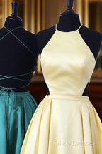 Halter Formal Prom Long Satin Gown Dress Lace Up Back