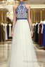 Halter Scoop Neck Tulle Floor-Length Formal Prom Dress