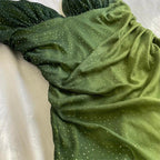 Green Shiny Elegant Strap Gradient Long Chiffon Ball Gown Prom Dress Evening Dress Party Dress