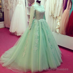 High Neck Long Sleeves Muslim Arabic Wedding Dresses  Vintage