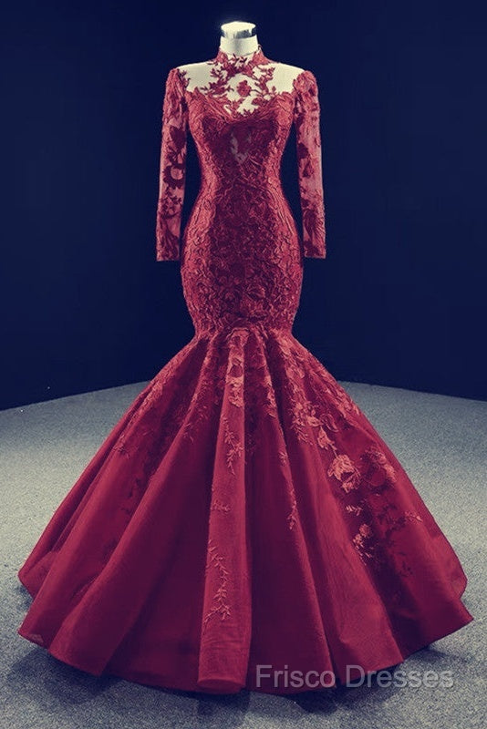 High Neck Mermaid Formal Dress Lace Sleeves Secondary image