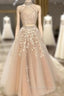 High Neck Open Back Tulle Formal Prom Dress Two Piece Quinceanera Dress Ball Gowns