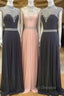 High Neck Sequin Bead Chiffon Long Formal Prom Dress, Evening Dress