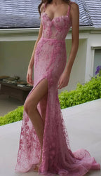 Line Pink Long Prom Dresses Party Evening Gowns