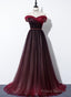 High Quality Gradient Dark Red Sweetheart Long Prom Dress, Tulle Evening Dress