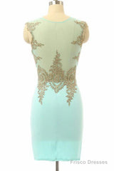 High Quality Sleeveless Short Sheath Mint Homecoming Dress