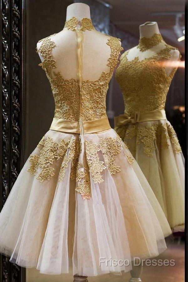 High Quality Vintage High Neck Bowknot Lace Homecoming Dress Secondary image