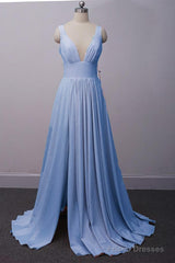 High Street Chiffon Beach Wedding Dresses Plunge Neck