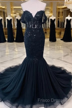 Hot Mermaid Lace Gothic Wedding Dress Black Applique Off Shoulder