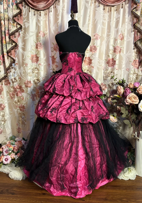 Hot Pink Ball Gown Birthday Dress Vintage Evening Gowns Secondary image