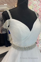 Hot Pink Beaded Cold-Shoulder A-Line Formal Prom Dress