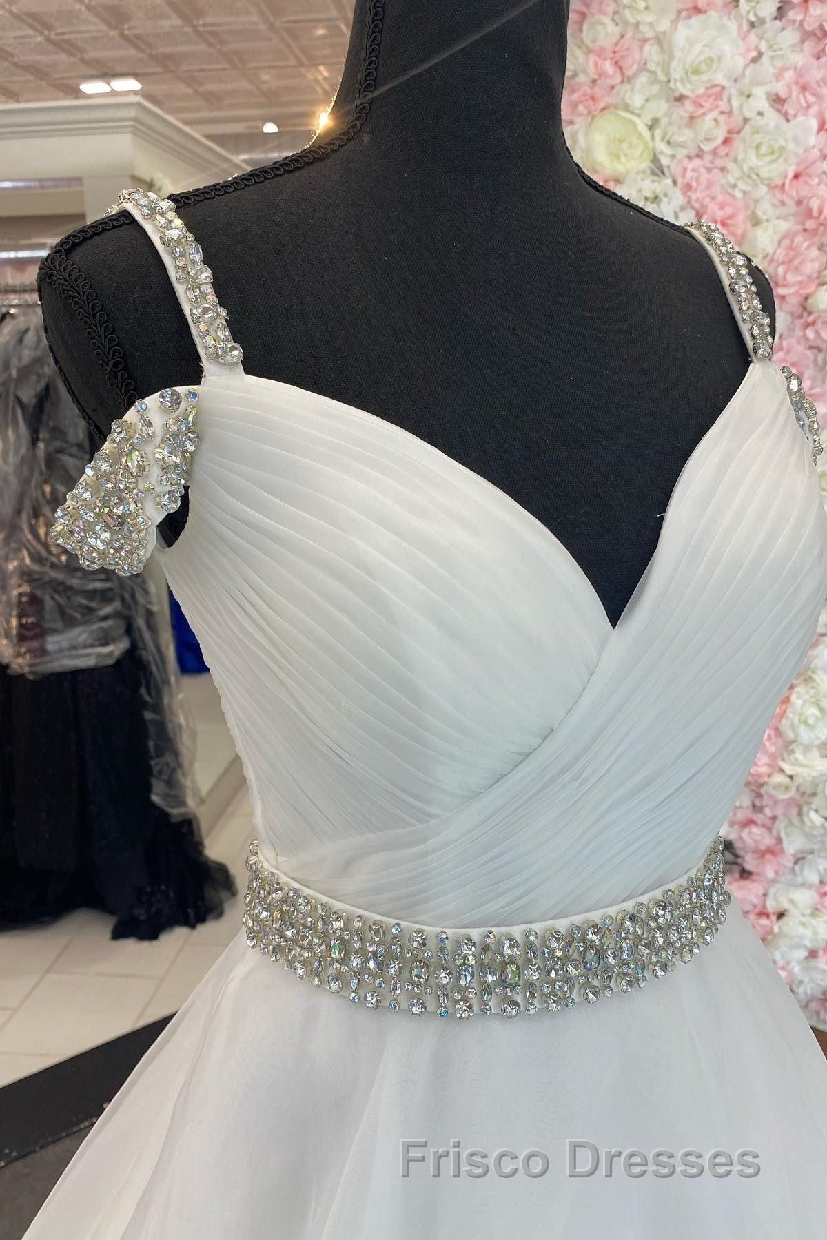 Hot Pink Beaded Cold-Shoulder A-Line Formal Prom Dress