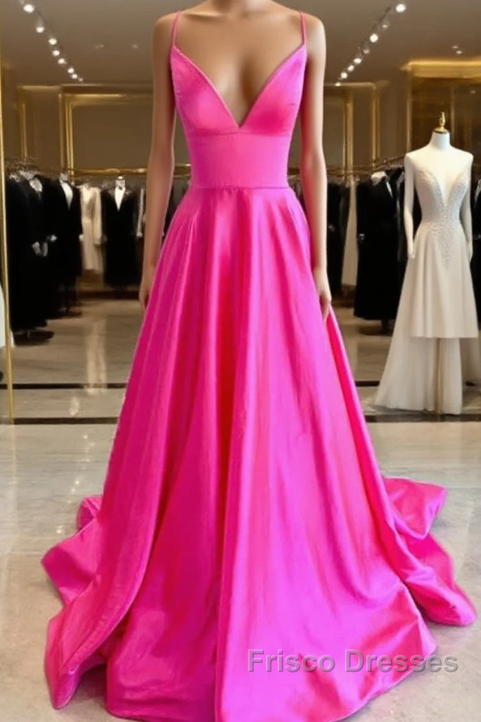 Hot Pink Satin Open Back Dress Main image