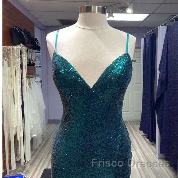 Hot Sequin Emerald Green Formal Prom Dress Backless Long Evening Dress