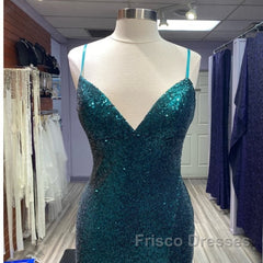 Hot Sequin Emerald Green Formal Prom Dress Backless Long Evening Dress