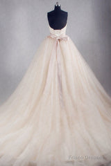 Hot Strapless Tulle Ball Gown Wedding Dresses Lace Up Back